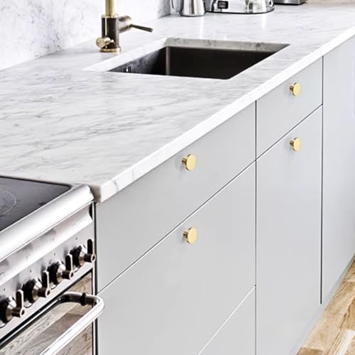 Image of Gold Cabinet Knobs 10Pcs Hardware Pulls Knobs Gold Round Kitchen Pulls Handles for Dresser, Cupboard, Wardrobe, Furniture, with Screwdriver, 20x25mm
