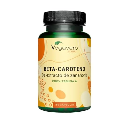 Betacaroteno Vegavero® | Para 6 Meses | NATURAL & VEGANO | Sin Aditivos | Acelerador Bronceado | Extracto de Zanahoria | Con en Vitamina A | 180 Capsulas