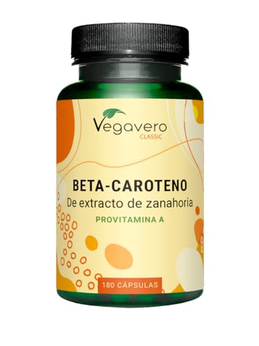 Betacaroteno Vegavero® | 180 Cápsulas | Sin Aditivos Artificiales | + Rico en Vitamina A + Luteína | 7 mg