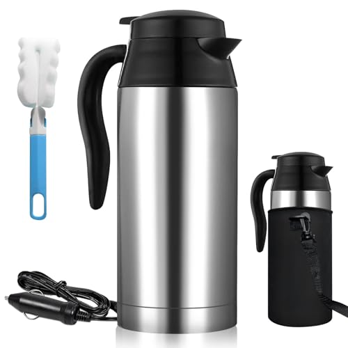 Car Kettle Water Boiler 24V, 750ml Stainless Steel Travel Kettle, Electric Car Coffee Mug Warmer for Long Journey