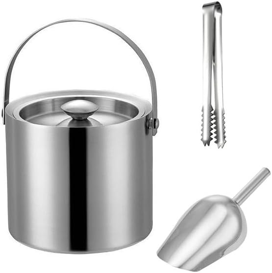 Ice Container Stainless Steel European Champagne Bucket Thickened Ice Bucket, Ice Cube Bucket Iced Hotel Bar Red Wine Bucket Ice Buckets for Bar, Parties, Wine(3L)
