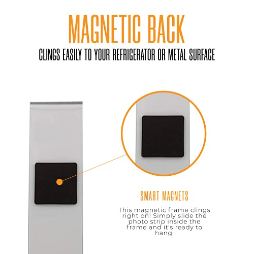 Photo Booth Nook (1 Pack) 2X6 Acrylic Magnetic Frame With Insert For Photobooth Strips, Refrigerator And Locker Magnet Picture Frame For Wedding, Grad Party, Baby Shower Display- Vertical #TOP3