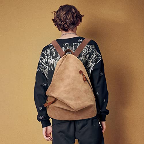 Image of KL928 PU Leather Vintage Backpack - Large Casual Daypack Outdoor Travel Rucksack Hiking Backpacks for Men Women