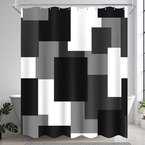 Tyrot Grey Shower Curtain Modern Abstract Black and Gray Shower