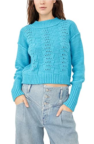 Free People Women's Bell Song Pullover, Teal, MD
