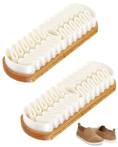 ZEXIJOW 2 Pezzi spazzola per scarpe scamosciate,Spazzola scarpe scarpe multiuso,Spazzola per nabuk con stecche in crepe,Spazzola in crepe di legno,Per la pulizia e cura delle scamosciata e glassato