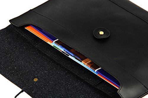 Image of men woman pu leather multifunction office documents bags A4 paper file pouch envelope bag conference, Black, 13.8 inch(L)x9.8 inch(H) x 0.2 inch(W)