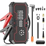 Jump Starter with air Compressor, 5000A Emergency Starter Jump Box (Gas 9L/Diesel 8L), Jumper Cable Jump Starter Portable with air Compressor 160PSI, car Roadside Emergency kit, SOS Light