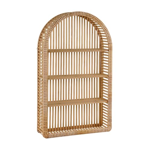 Synovana Rattan Wall Shelf - 4 Tier Boho Arch Hanging