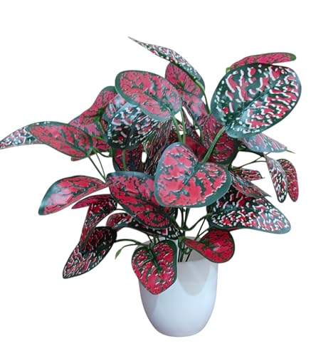 Image of Artificial Money Plant /Tree, Red, with Pot | Natural Looking, Ornamental Plant, Interior Decor, Home /Shop /Office Decor