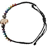 Pulsera de elefante con cuentas de arco iris para hombre, mujer, niño y niña, Adjustable, Algodón