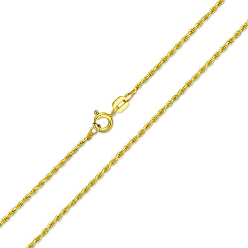 Collier maille corde en argent sterling doré à l'or 14K fabriqué avec soin en Italie