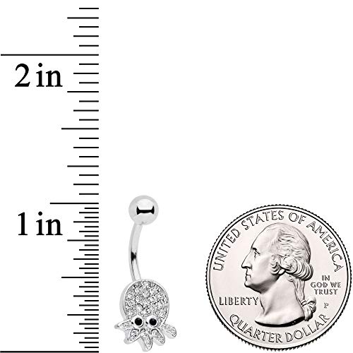 Body Candy Womens 14G 316L Steel Navel Ring Piercing Clear Black Accent Nautical Octopus Belly Button Ring #TOP1