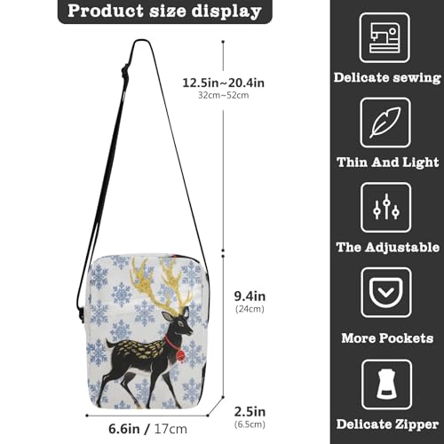 crossbody messenger bag crossbody bag Casual Purse Cross Body Adjustable Strap for Travel Travel- Winter Deer Japanese3