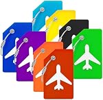 Étiquettes de bagages, 8 Étiquettes de sacs en silicone avec nom ID Cartes et boucles en acier inoxydable, Valises de couleur vive Nom de voyage Étiquette pour valises de voyage, 8 Couleurs