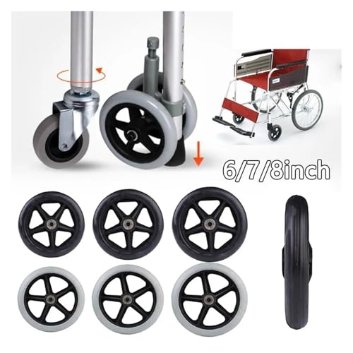 Roue en caoutchouc solide noire 6" roulette robuste pour fauteuil roulant