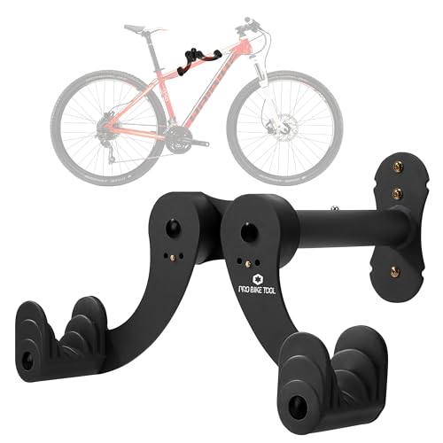 pro bike tool bike rack garage wall mount - durable alloy bicycle storage system with adjustable bike hook hanger for indoor use - ideal for road, mtb, and hybrid bikes - holds up to 48.5 lbs, black