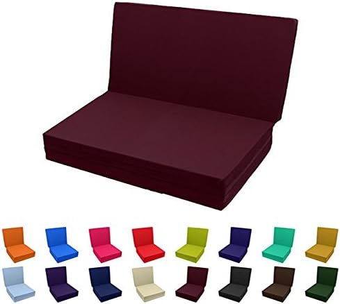 Solid Color Trifold Bed White Foam Floor Mats Twin Size 39Wx75L Burgundy