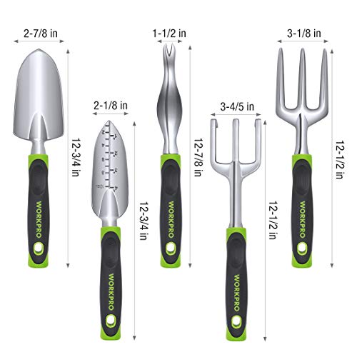 image for WORKPRO Garden Tool Set, 5 Pieces Gardening Work Gifts, Cast Aluminum 