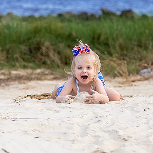 American Flag Hair Bow Clips For Girls,2 Pack Patriotic Independence Day Alligator Hair Pins Flower Hair Accessories For Fourth Of July #TOP2