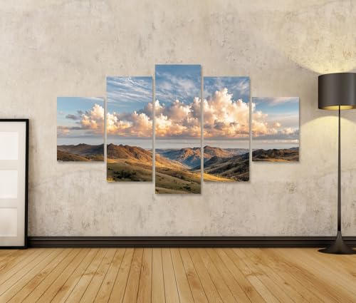 Tableau sur toile 5 pièces paysage collines et ciel décoration salon - 2