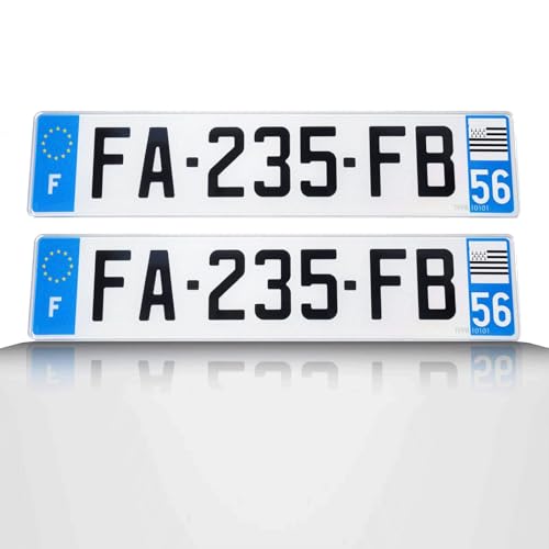 DECOHO - Plaque immatriculation Voiture homologuée (Lot de 2) - Plastique SIV 520 x 110 mm - Rivet Plaque immatriculation Inclus