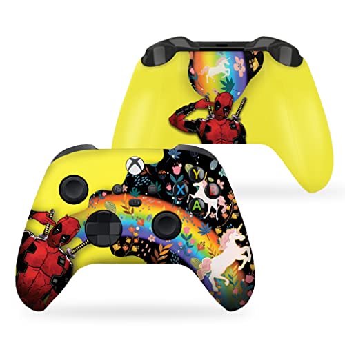 DreamController Deaddpool &amp; Unicorn Custom X-box Controller Wireless compatible with X-box One/Series X/S Proudly Customized in USA with Permanent HYDRO-DIP Printing (NOT JUST A SKIN)