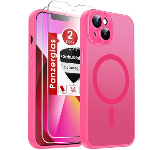 LeYi für iPhone 13 Hülle Rosa mit Panzer Schutz Glas 2X,[ für MagSafe] Magnetisch Handyhülle i Phone 13 Case Kameraschut...