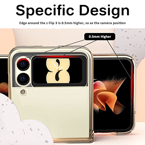 Miimall Compatible Samsung Galaxy Z Flip 3 Hinge Case Clear Back Cover Hard All-Inclusive Protective Bumper Anti-Fingerprint Shockproof Hinge Cover Case For Galaxy Z Flip 3(Gold) #TOP4