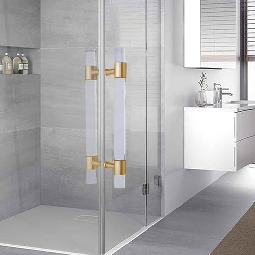 Black Acrylic Glass Shower Door Handle, 24" Double-Sided H-Shaped Swing Handle for Home & Office, Interior/Exterior Fittings Included, Durable & Stylish Design