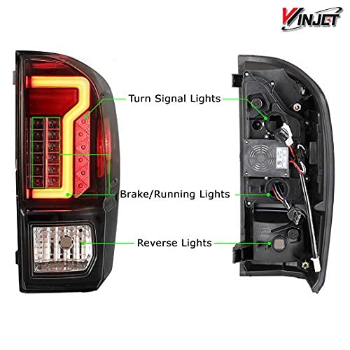 Winjet Off Road Series For [2016-2022 Toyota Tacoma] Drl Led Tail Lights Rear Lights Assembly With Turn Signal Lights Brake Lights/Drl, Plug And Play Rear Light Replacements,1 Pair Black/Clear #TOP3