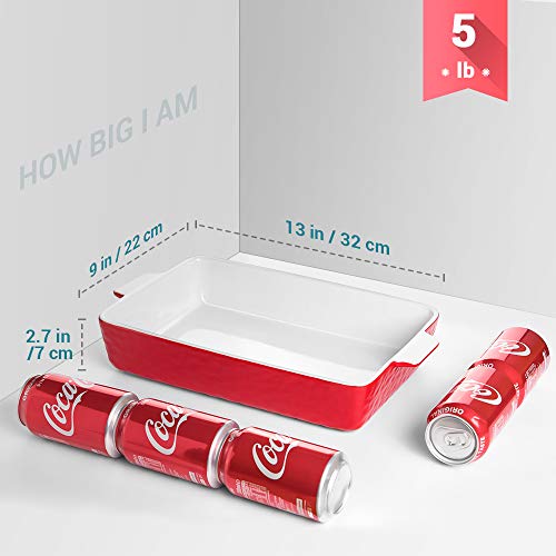 Baking Dishes, Krokori Rectangular Bakeware Set Ceramic Baking Pan Lasagna Pans for Cooking, Kitchen, Cake Dinner, Banquet and Daily Use - 13 x 9 Inches