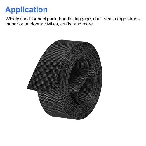Image of MECCANIXITY Flat Nylon Webbing Strap 1 Inch 4 Yards Black for Backpack, Cargo Strap, Luggage-rack