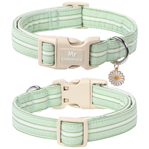 Collar para perro de algodón ajustable modelo Macaron Green S miniatura 2