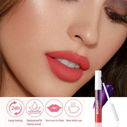 Image of evpct Orange Red Peel Off Lip Stain Tints for Women, Liquid Lipstick Peel off Lip Stain Long Lasting Waterproof, Longwear Lipstick Peel-off Highly Pigmented Easy Apply Not Faded Smudge-proof, 06#