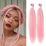 Light Pink Pre stretched Braiding Hair 26 Inch Easy Braiding Hair Extensions Yaki Braids Hair Hot Water Setting Synthetic Braiding Hair Pre stretched Crochet Hair (26 Inch,2 Packs,Light Pink#)