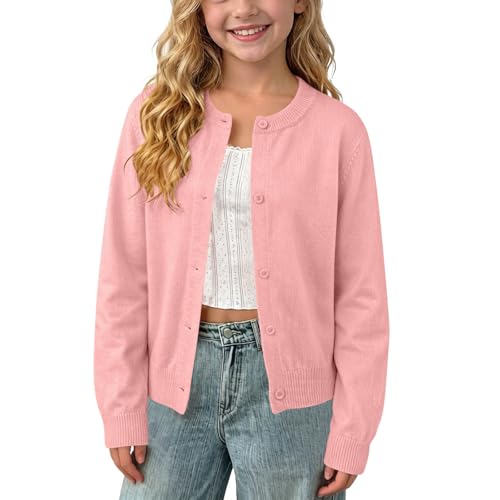 RKSTN Long Sleeve Cardigan Sweaters for Kids Warm Coats Fall Outfits Pink - image 2
