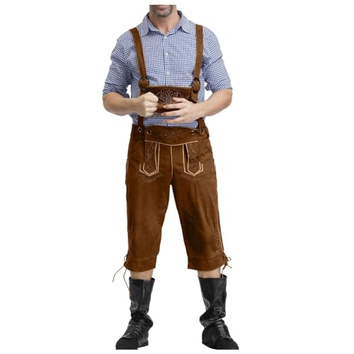 Foweknow Costume tradizionale bavarese Herre Monaco Oktoberfest Germania Costume da palcoscenico tradizionale Oktoberfest outfit ricamato vintage alla moda pantaloni cargo vacanza semplicità pantaloni