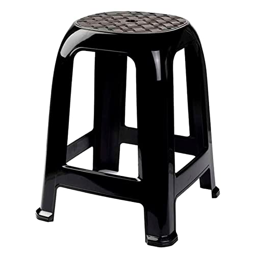 AC – Taburete PVC, Multiusos de plástico Resistente, Ideal para el hogar, Clases o Trabajo, 46.5 x 37 x 37 cm, Color Negro