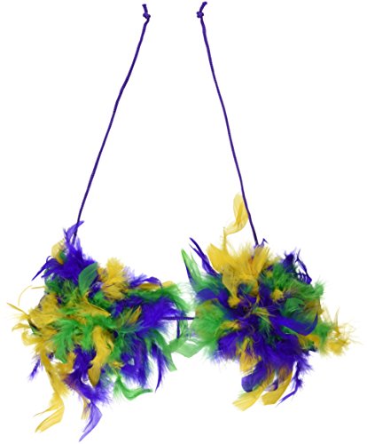 Mardi Gras Feathered Bikini Top Party Accessory (1 count) (1/Pkg)