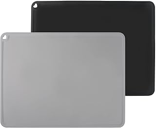 2PCS 3D Printer Silicone Slap Mat 410 X 310mm/16x12 inch Clean-up or Resin Transfer to Protect Work Surface for DLP SLA LCD 3D Printer Accessories (Black & Grey)