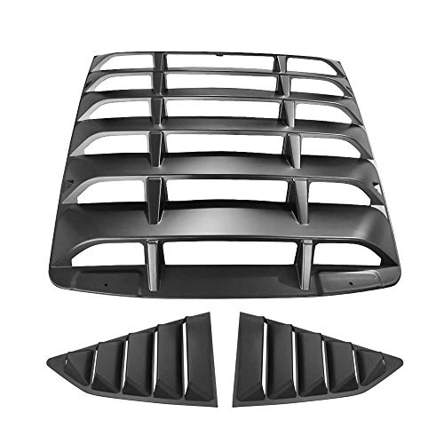 IKON MOTORSPORTS, Side & Rear Window Louvers Compatible with 2014-2019 Chevy Corvette C7, Classic Matte Black Left Right Sides Window Vents Sun Shade Guards, 2015 2016 2017