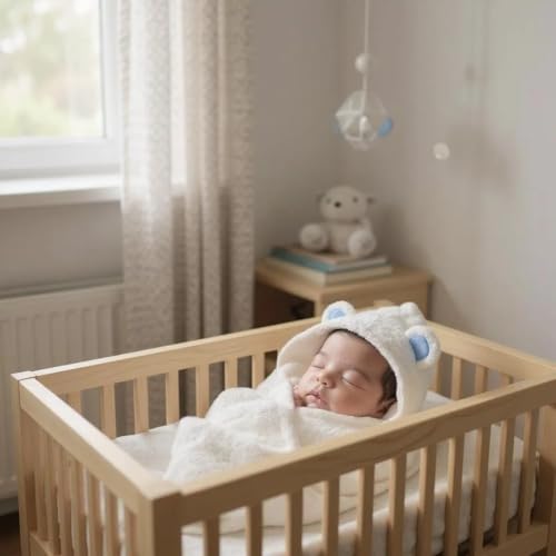 Image of BY LORA Hooded Baby Towel - 100% Rayon, Soft Bath Towel with Bear Ears for Babie, Toddler, Infant - Ultra Absorbent - Blue, Small