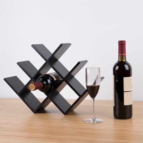 Soporte para botellas de vino de bambú negro miniatura 3
