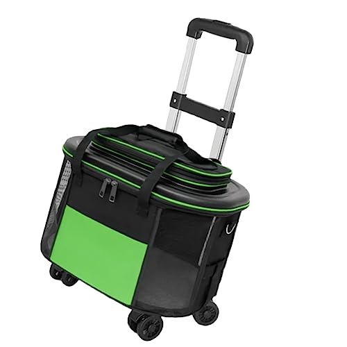 Transporteur pour chat rigide robuste vert avec roues multidirectionnelles - 2