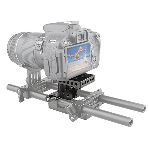 Image of CAMVATE DSLR Baseplate Mount with Railblock Height Riser for 15mm Rail Rod Support System - 1237