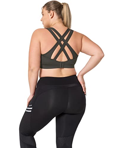 Yvette Women High Impact Sports Bras Criss Cross Back Sexy Running Bra For Plus Size, 57A, L(Df) #TOP6