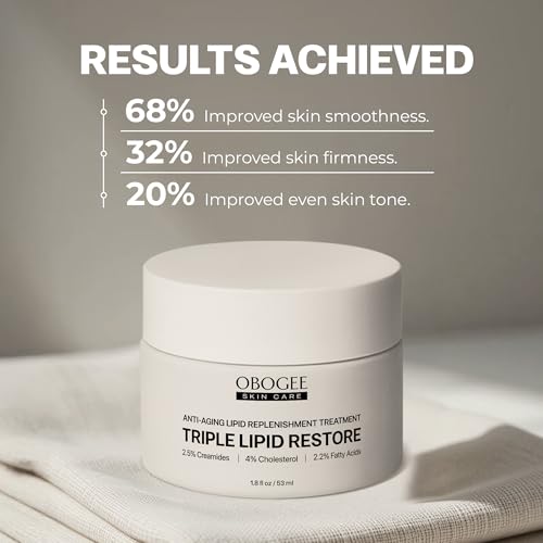 OBOGEE Triple Lipid Restore: Enriched with Lipids, Ceramides, Peptides, Hyaluronic Acid, and Fatty Acid for Firming, Anti-Aging and Plumping Face Moisturizer (53 ml /1.8 fl oz)