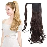 SEIKEA Clip in Ponytail Extension Wrap Around Pony Tail 24 Inch Curly Hair - Dark Brown
