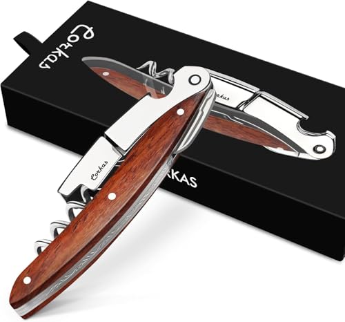 ✅【Stappatura senza frustrazioni, OGNI SINGOLA VOLTA】 Abbandonate la lotta con il cavatappi per camerieri CORKAS! Dotato di un fulcro a doppio snodo e di un verme scanalato, questo cavatappi scivola attraverso qualsiasi tappo di sughero per una stappatura liscia e senza frustrazioni. Niente più tappi sbriciolati o perdite di tempo per lottare con tappi ostinati: solo vino perfettamente estratto, pronto da gustare con facilità. Ideale per i server impegnati nei ristoranti o per un'esperienza enologica senza frustrazioni a casa.